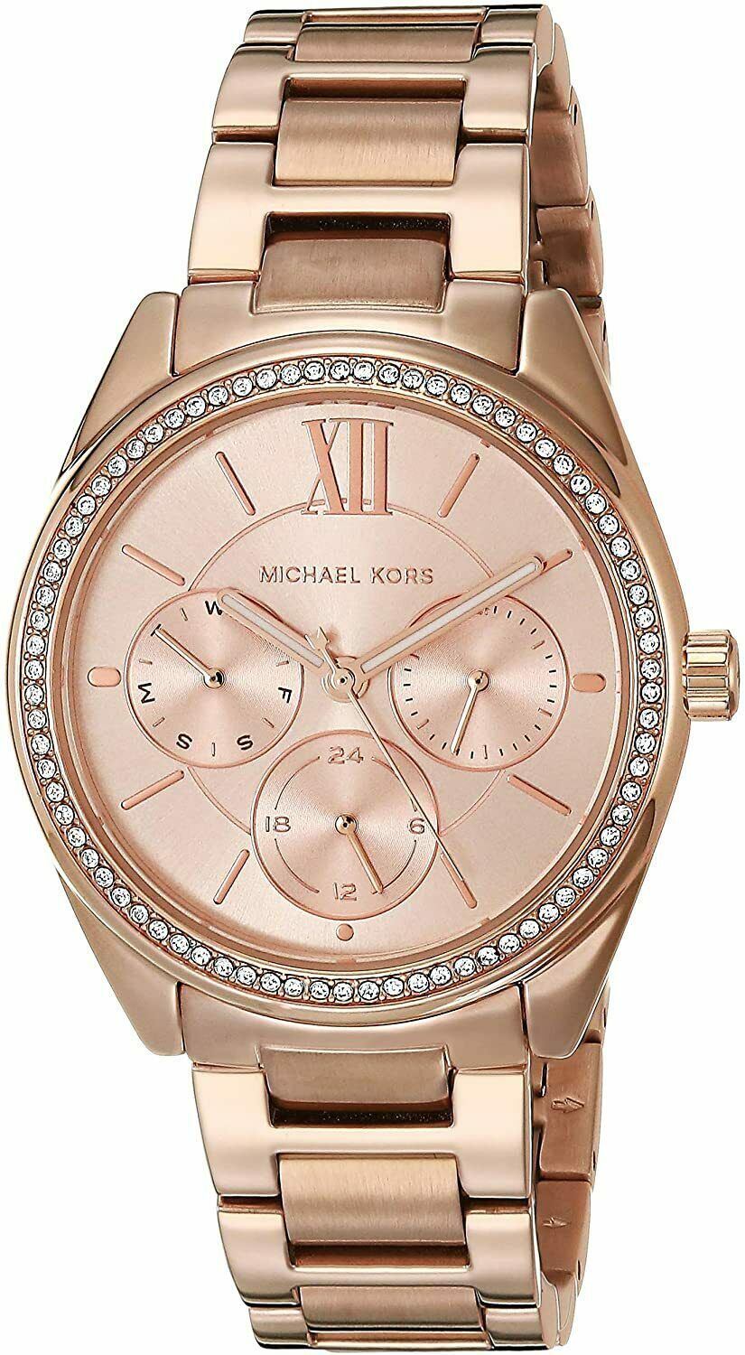 Michael Kors Chronograph Crystals Rose Gold Stainless Steel MK7091
